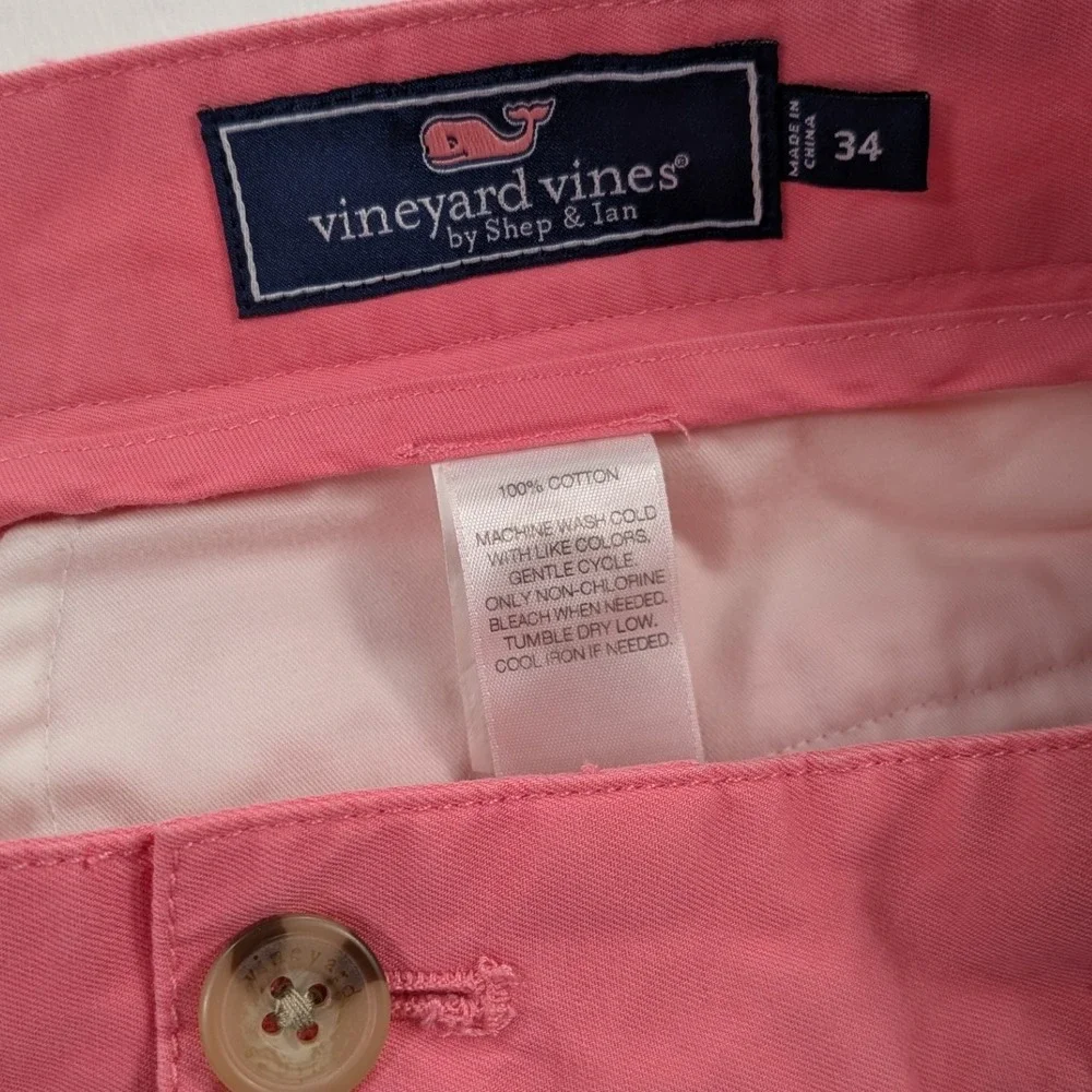 Vineyard Vines Chino Shorts Mens 34 Coral Pink Relaxed Fit Cotton‎